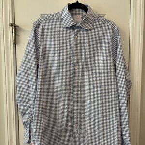 Thomas Pink - Blue and White Check Tailored Men's Dress Shirt 15.5 x 39